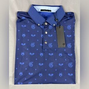 Greyson Golf Shirt Polo GOAT Tennis Print XL Maltese Blue Polyester